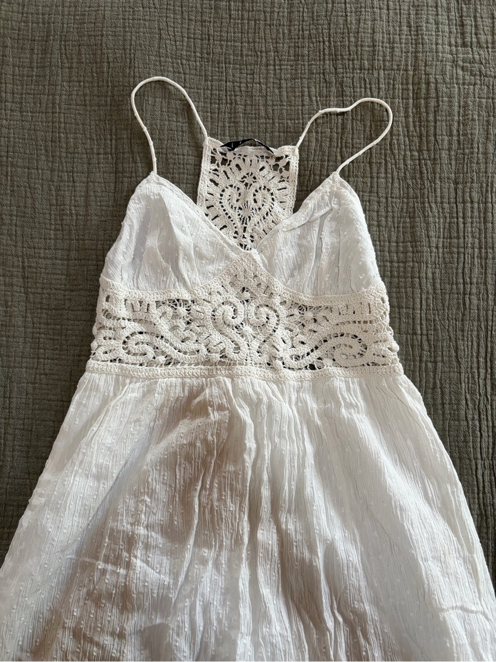Zara White Crochet-Detail dress
